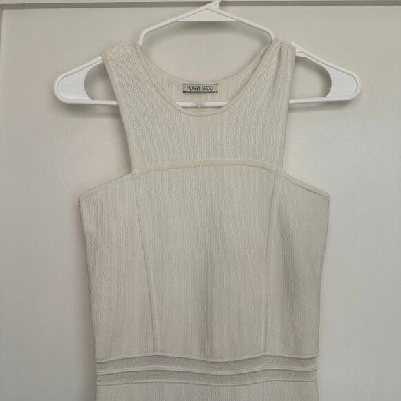 Ronny Kobo Womens White Metalic Striped Fit & Flare Hase Mini Dress Size XS - Picture 4 of 16